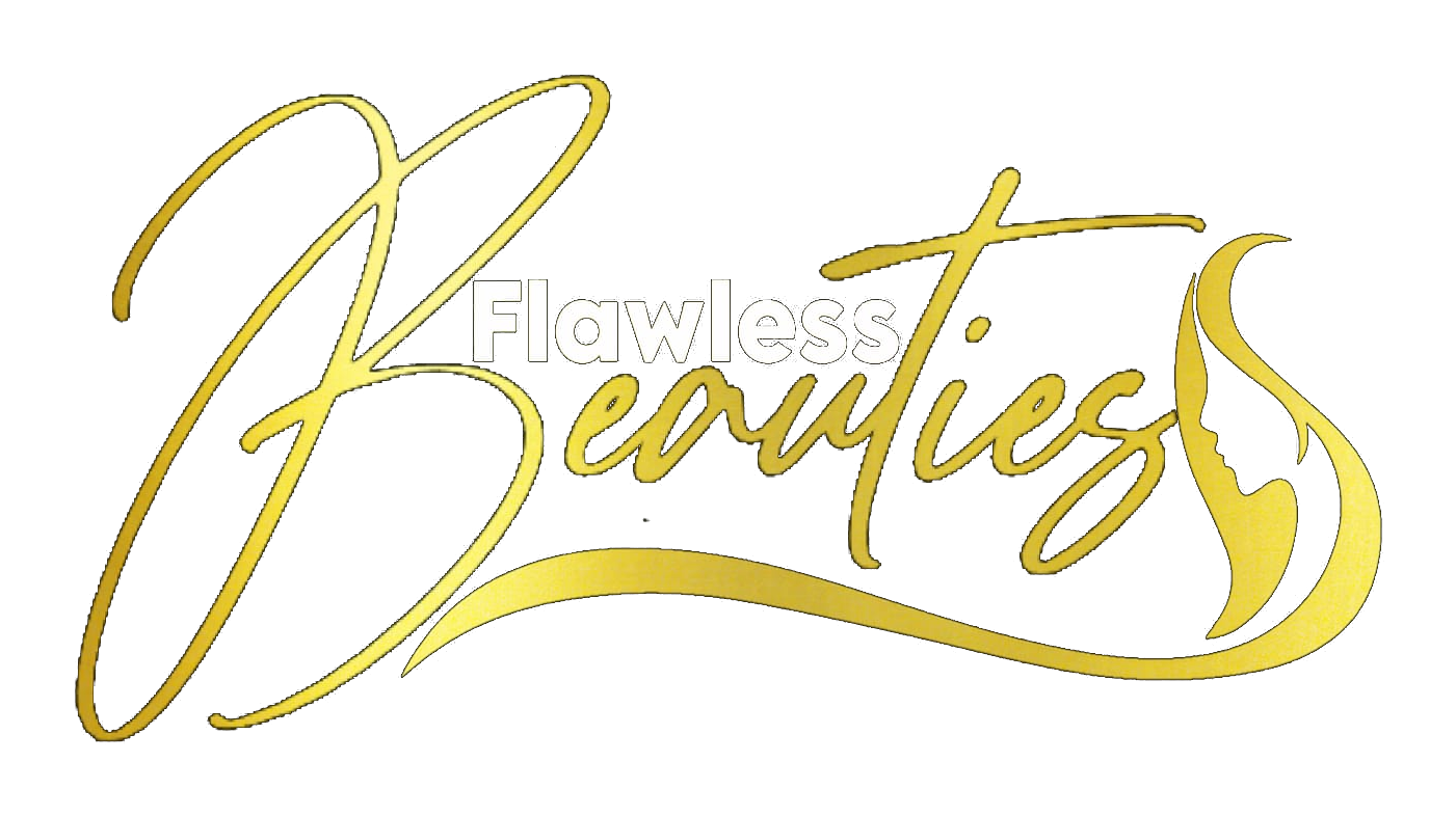 Flawless Beauties — full white and gold logo